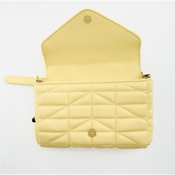 Zara Yellow Quilted Beaded Top-Handle Bag - Picture 2 of 4